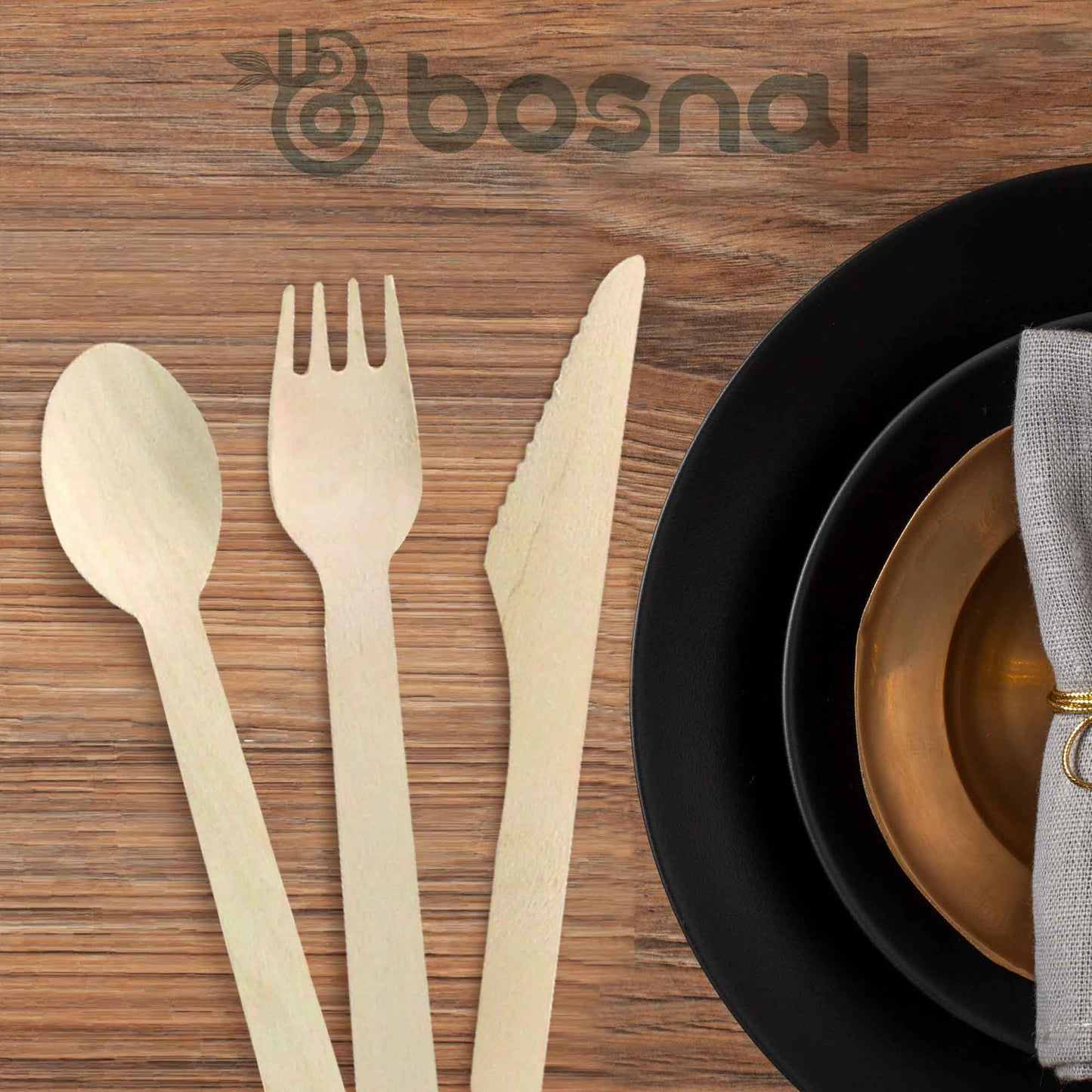 Bosnal – Wooden Disposable Cutlery Set, 6.5 inch, 100 Pcs - Dreamy Home Needs