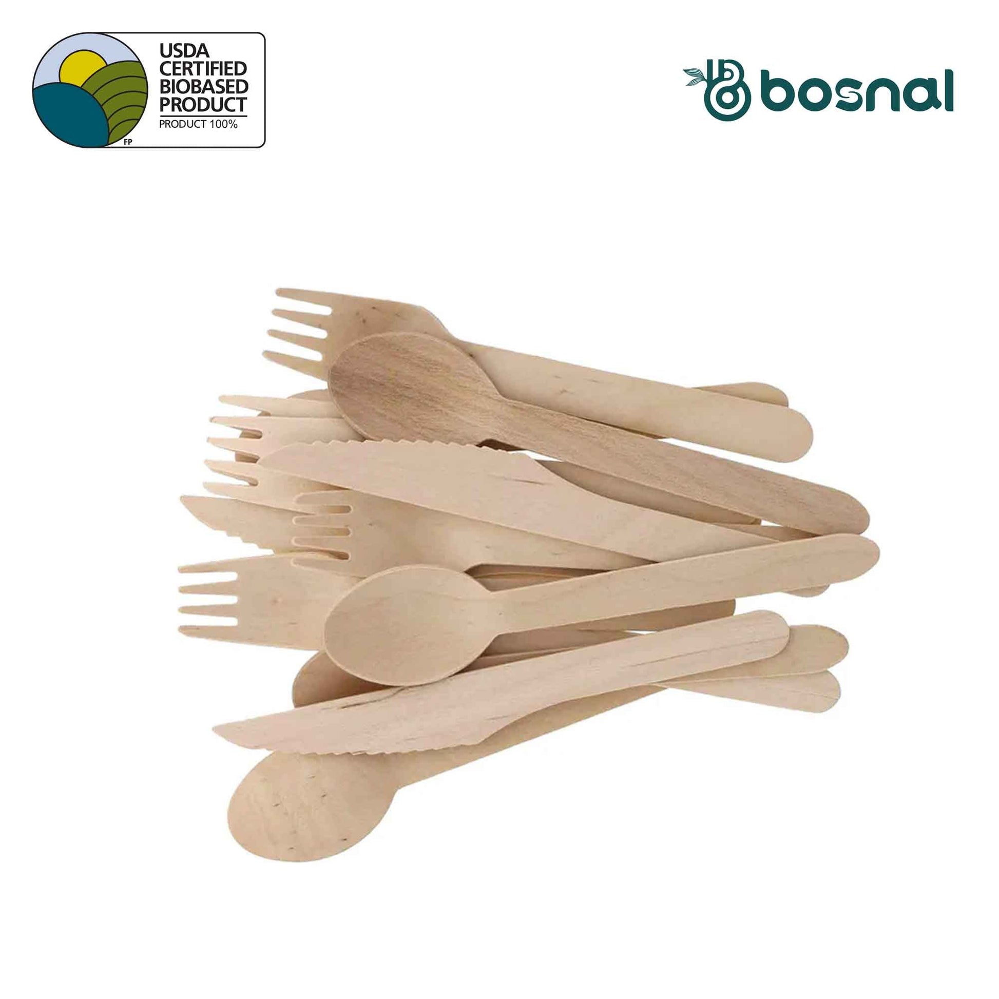 Bosnal – Wooden Disposable Cutlery Set, 6.5 inch, 100 Pcs - Dreamy Home Needs