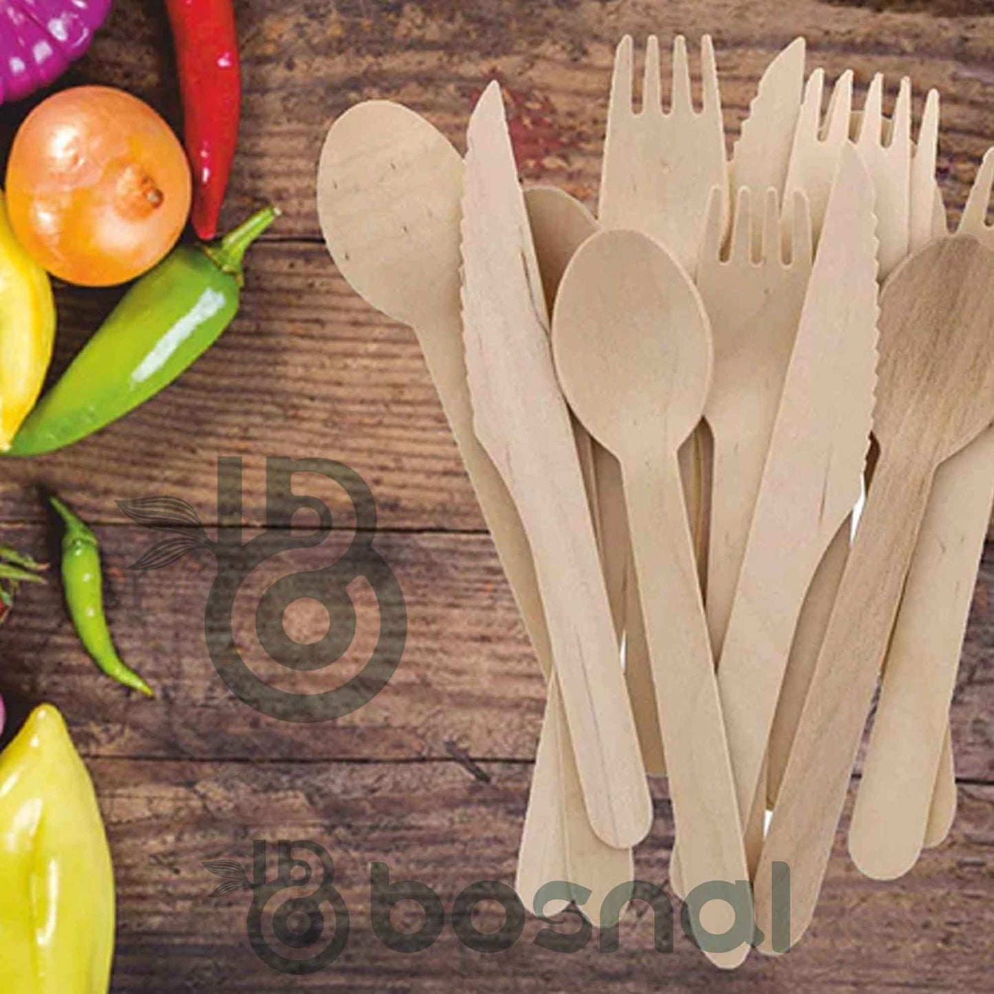 Bosnal – Wooden Disposable Cutlery Set, 6.5 inch, 100 Pcs - Dreamy Home Needs